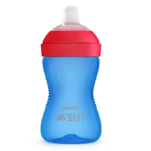 Cana cu tetina moale de formare albastru/rosu, 300ml, Philips Avent
