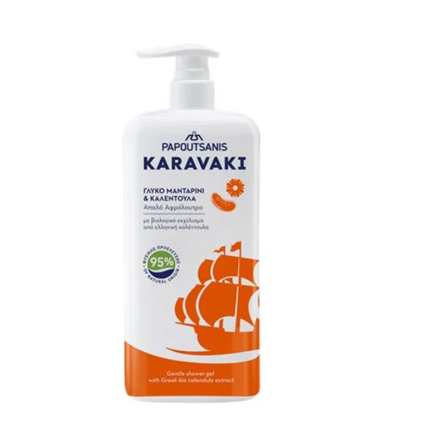 Gel de dus cu mandarine si galbenele, 750ml, Karavaki — preț și oferte