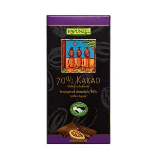 Ciocolata bio amaruie 70% cacao, 80g, Rapunzel — preț și oferte