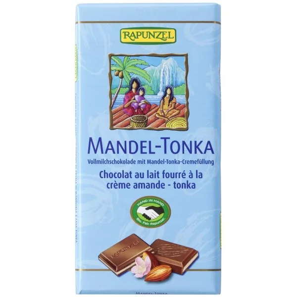 Ciocolata bio cu crema de migdale si tonka, 100g, Rapunzel — preț și oferte