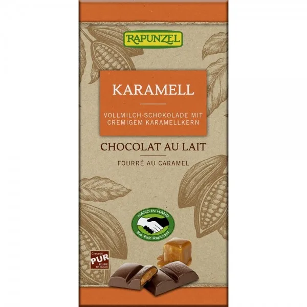 Ciocolata cu lapte si crema de caramel bio, 100g, Rapunzel — preț și oferte