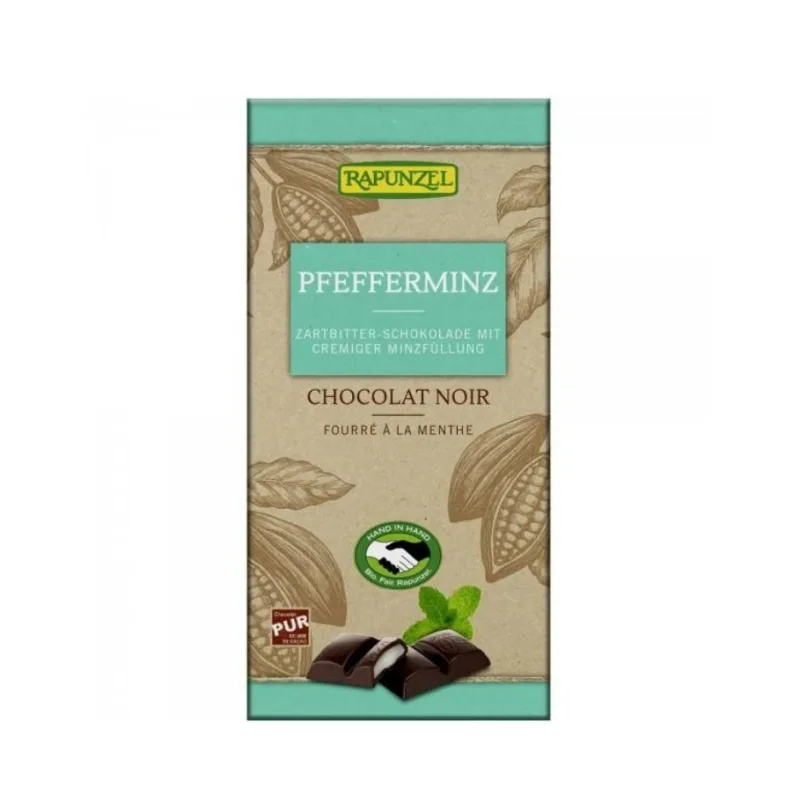 Ciocolata neagra bio cu crema de menta, 100g, Rapunzel — preț și oferte