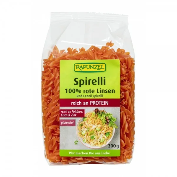 Spirelli din linte rosie fara gluten bio, 300g, Rapunzel — preț și oferte