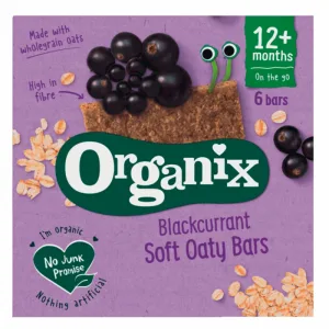 Batoane Bio din ovaz integral cu mere si coacaze negre +12 luni, 6x23g, Organix