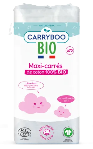 Dischete din bumbac dreptunghiulare BIO, 70 bucati, Carryboo