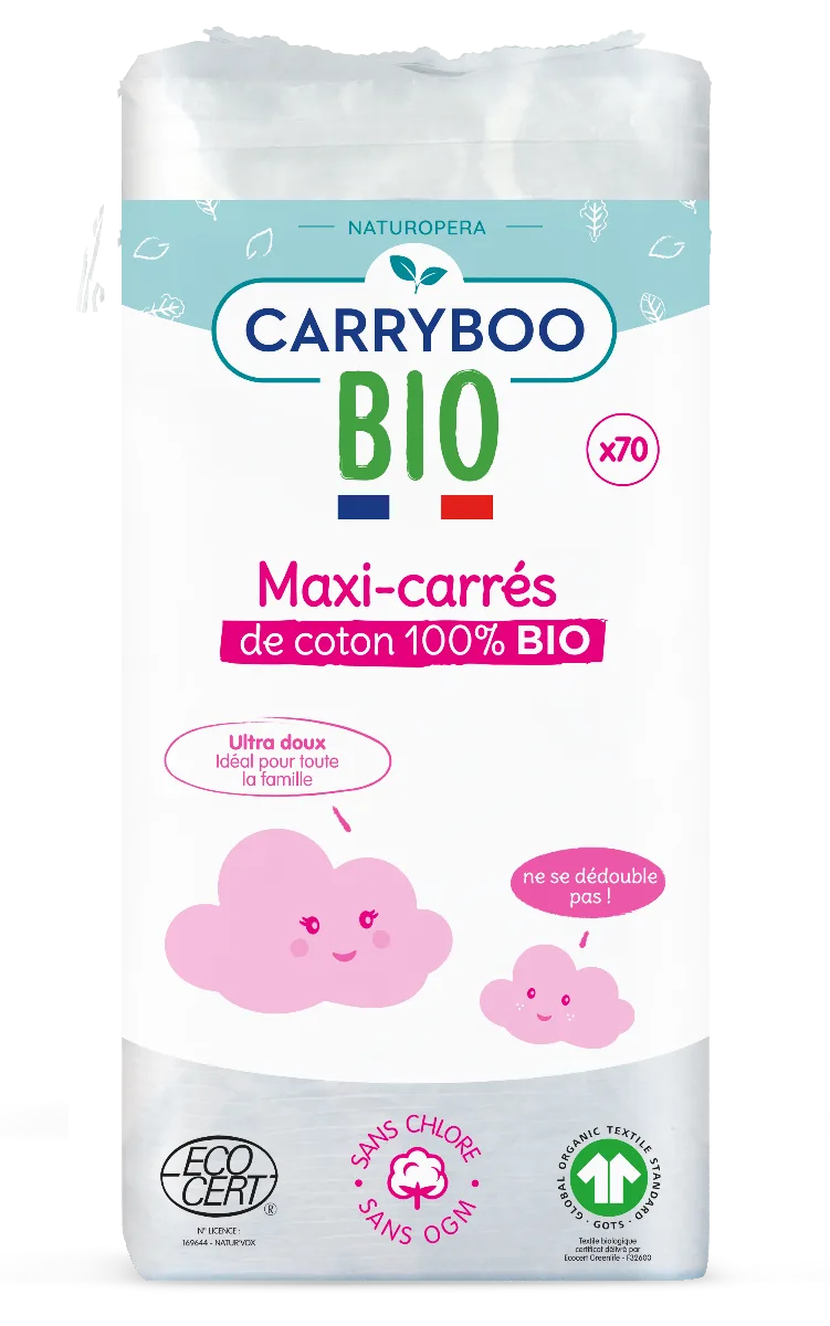 Dischete din bumbac dreptunghiulare BIO, 70 bucati, Carryboo — preț și oferte