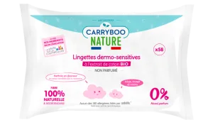 Servetele umede hipoalergenice fara parfum si cu extract de bumbac, 58 bucati, Carryboo
