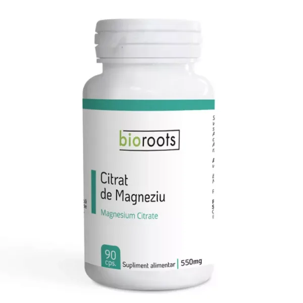 Citrat de magneziu 550MG, 90 capsule, Bioroots — preț și oferte