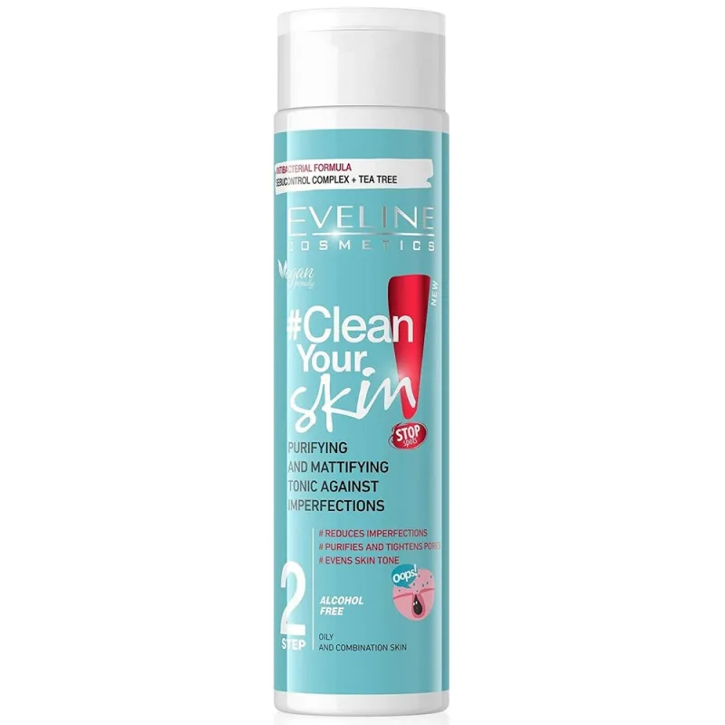 Tonic pentru matifiere si purificatie Clean Your Skin, 225ml, Eveline Cosmetics — preț și oferte