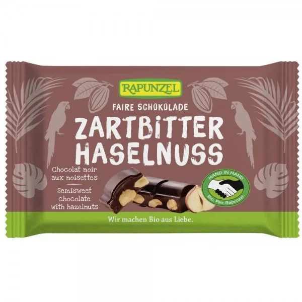 Ciocolata amaruie bio cu 60% cacao si alune intregi, 100g, Rapunzel — preț și oferte