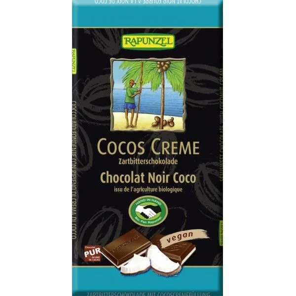 Ciocolata amaruie bio cu umplutura de crema de cocos, 100g, Rapunzel — preț și oferte