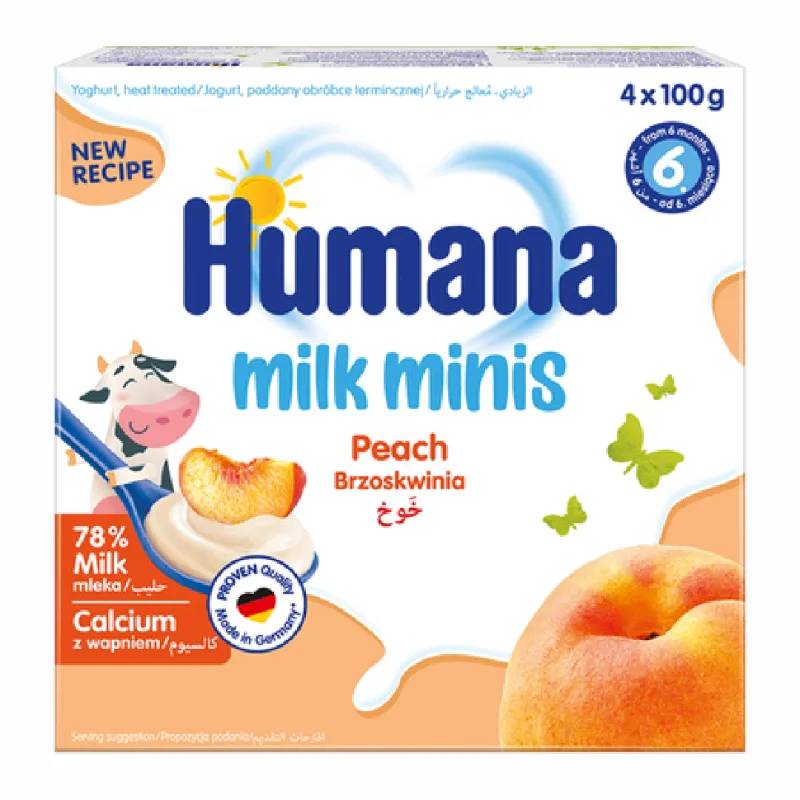 Iaurt cu piersici +6 luni, 4x100g, Humana — preț și oferte