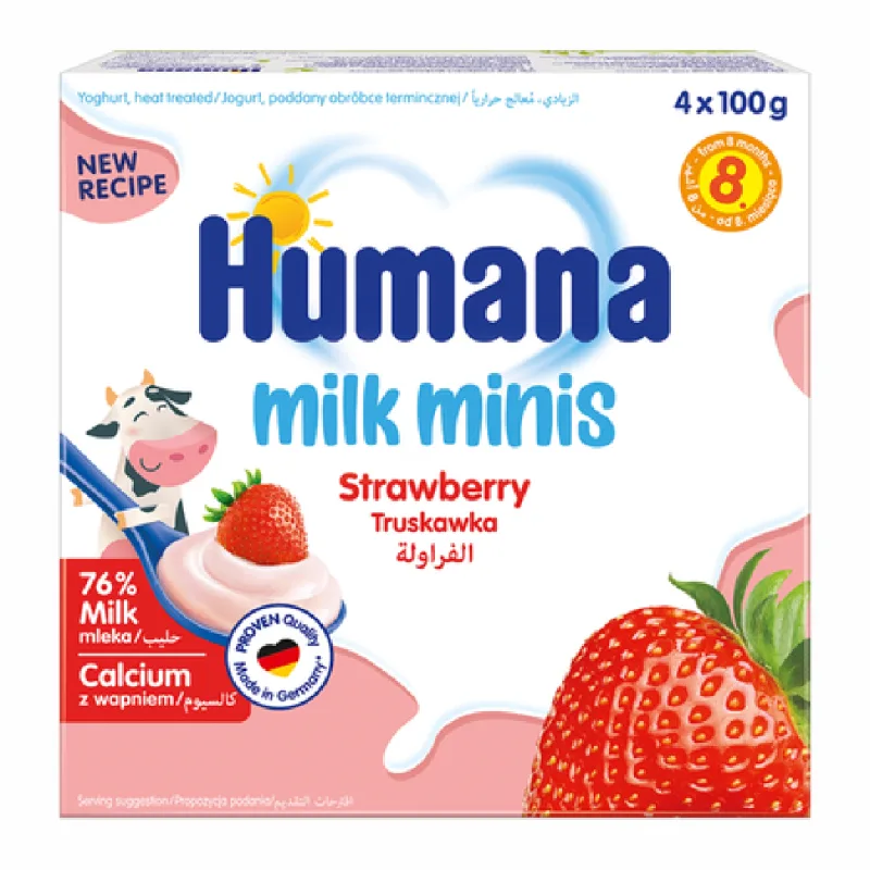 Iaurt cu capsuni +8 luni, 4x100g, Humana — preț și oferte