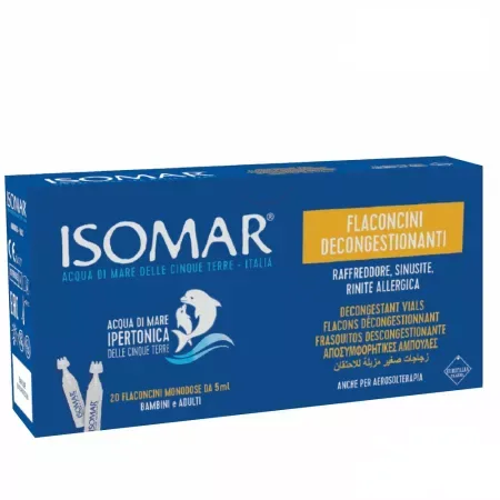 Apa de mare hipertonica decongestionanta nazala, 20 monodoze x 5ml, Isomar — preț și oferte