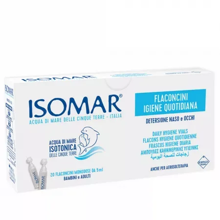 Picaturi pentru nas si ochi cu apa de mare izotonica, 20 monodoze x 5ml, Isomar — preț și oferte