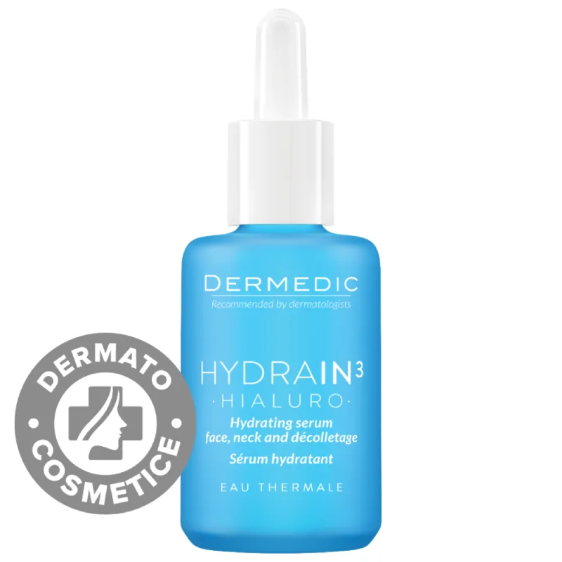 Ser hidratant pentru fata & gat si decolteu Hydrain3 Hialuro, 30ml, Dermedic — preț și oferte