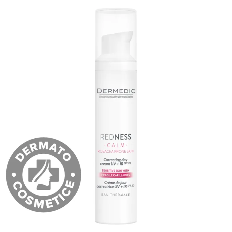 Crema corectoare de zi pentru piele cuperozica UV + IR SPF20 Redness Calm, 40ml, Dermedic — preț și oferte