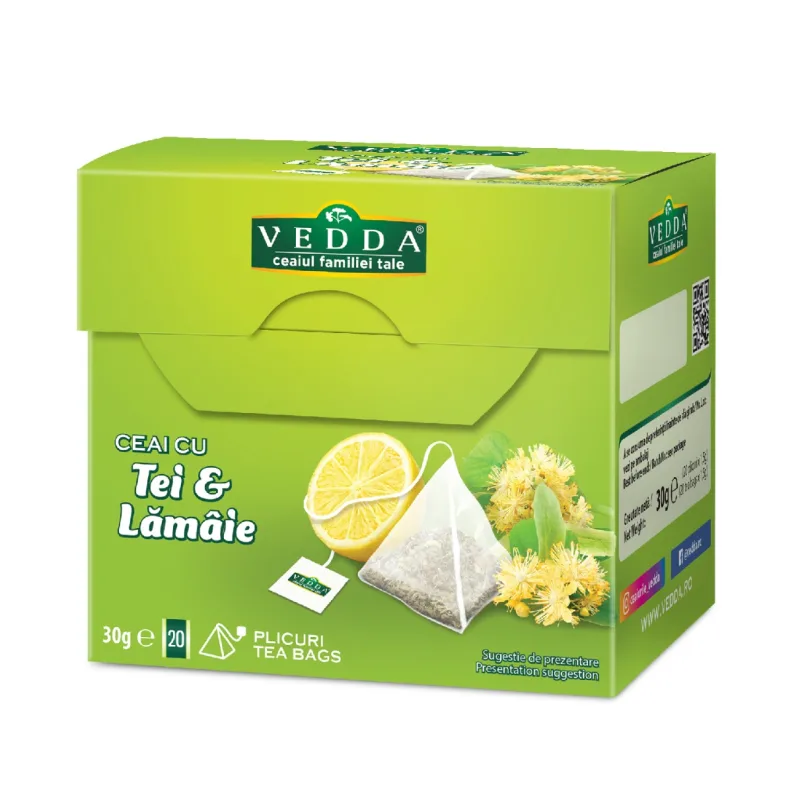 Ceai de tei cu lamaie, 20 plicui, Vedda — preț și oferte