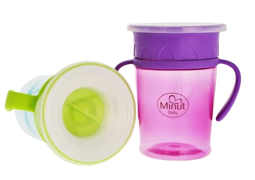 Cana anticurgere 360° cu manere 6+ Baby, 270ml, Minut — preț și oferte