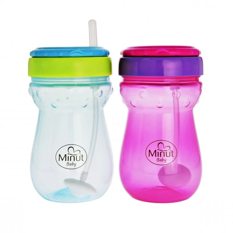Cana anticurgere cu pai mobil 6+ Baby, 360ml, Minut — preț și oferte