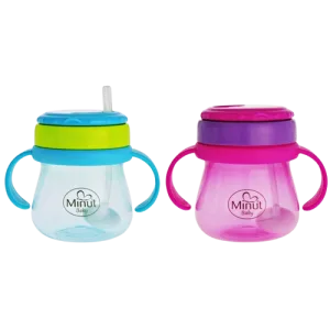 Cana anticurgere cu pai mobil 6+ Baby, 250ml, Minut