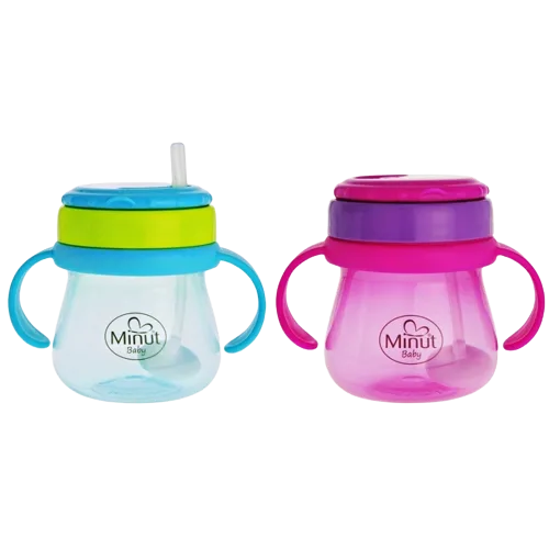 Cana anticurgere cu pai mobil 6+ Baby, 250ml, Minut — preț și oferte