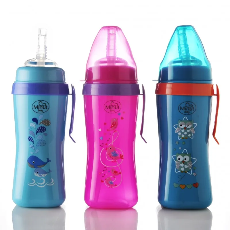 Cana anticurgere cu pai de silicon si clips de prindere 6+ Baby, 360ml, Minut — preț și oferte