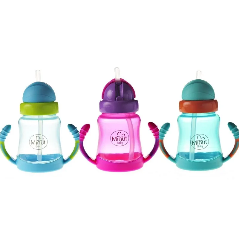 Cana anticurgere cu manere si pai silicon 6+ Baby, 210ml, Minut — preț și oferte
