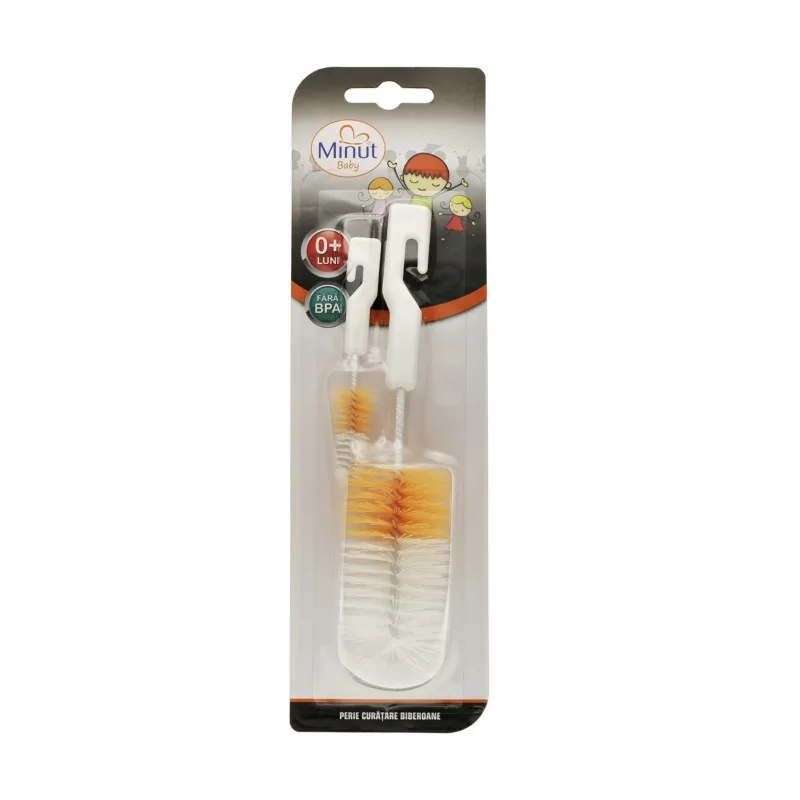 Perie biberon + perie tetina Baby, 2 bucati, Minut — preț și oferte