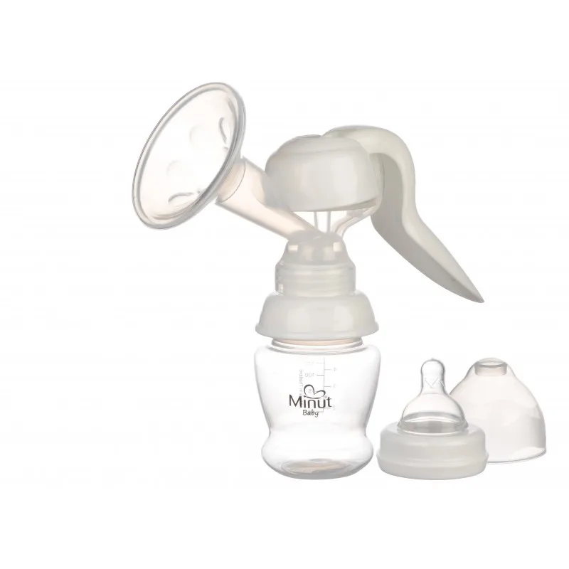Pompa pentru san manuala cu biberon si tetina Baby, 1 bucata, Minut — preț și oferte