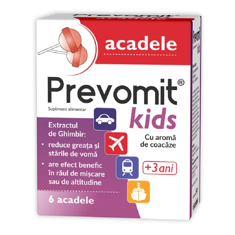 Prevomit kids 3 ani+, 6 acadele aroma coacaze, Zdrovit — preț și oferte