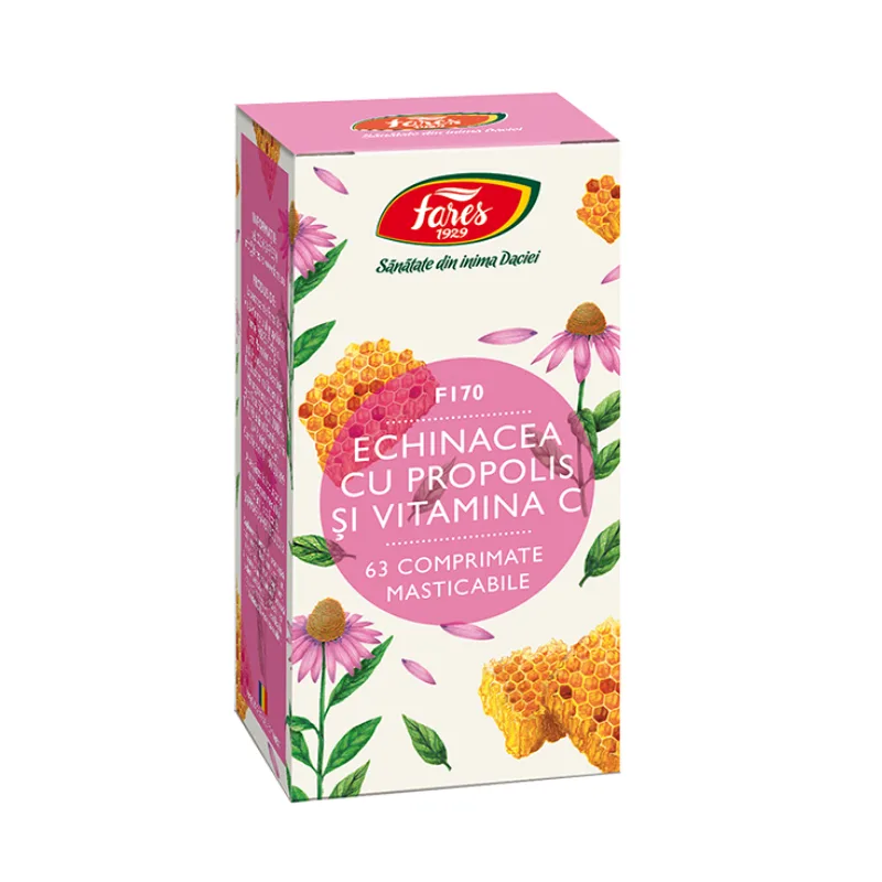 Echinacea cu propolis si vitamina C, 63 cpr, FARES — preț și oferte