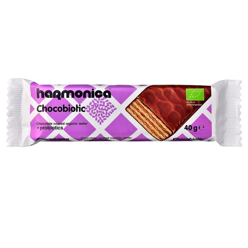 Napolitana invelita in ciocolata cu probiotice Bio, 40g, Harmonica — preț și oferte