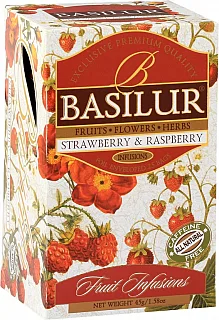Ceai de capsuni si zmeura, 25 plicuri, Basilur