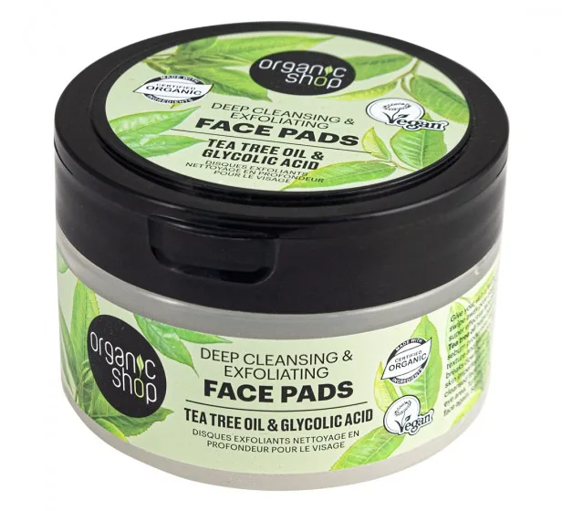 Discuri pentru curatare si exfoliere Tea Tree Oil & Glycolic Acid, 20 bucati, Organic Shop — preț și oferte
