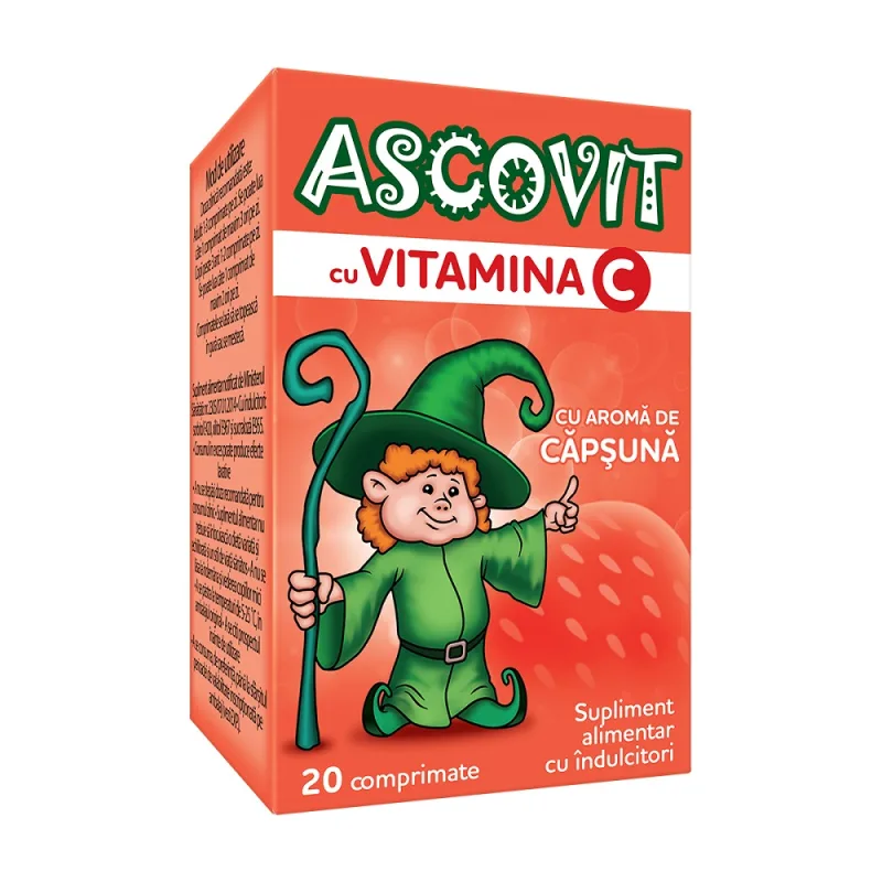 Ascovit cu aroma de capsuni 100 mg, 20 comprimate, Omega Pharma — preț și oferte
