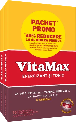 Pachet Vitamax 1 + 40% reducere la al doilea produs, 2 x 15 capsule, Perrigo