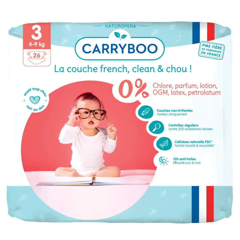 Scutece bio hipoalergenice 4-9kg marimea 3, 26 bucati, Carryboo — preț și oferte