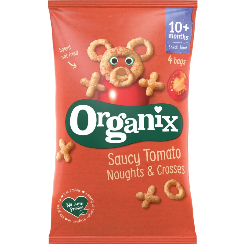 Snack din porumb expandat cu rosii +10 luni Bio, 4 x 15g, Organix — preț și oferte