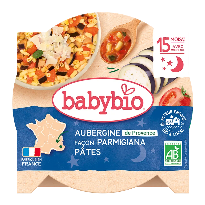Meniu vinete cu parmezan si macaroane Bio, 260g, BabyBio — preț și oferte