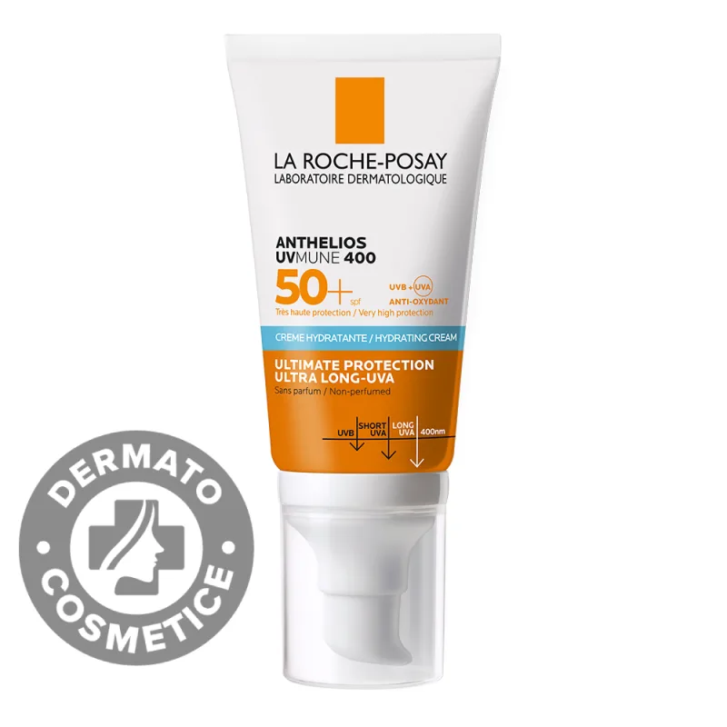 Crema hidratanta cu protectie solara SPF 50+ pentru ten sensibil sau intolerant la soare fara parfum Anthelios UV-Mune 400, 50ml, La Roche-Posay — preț și oferte