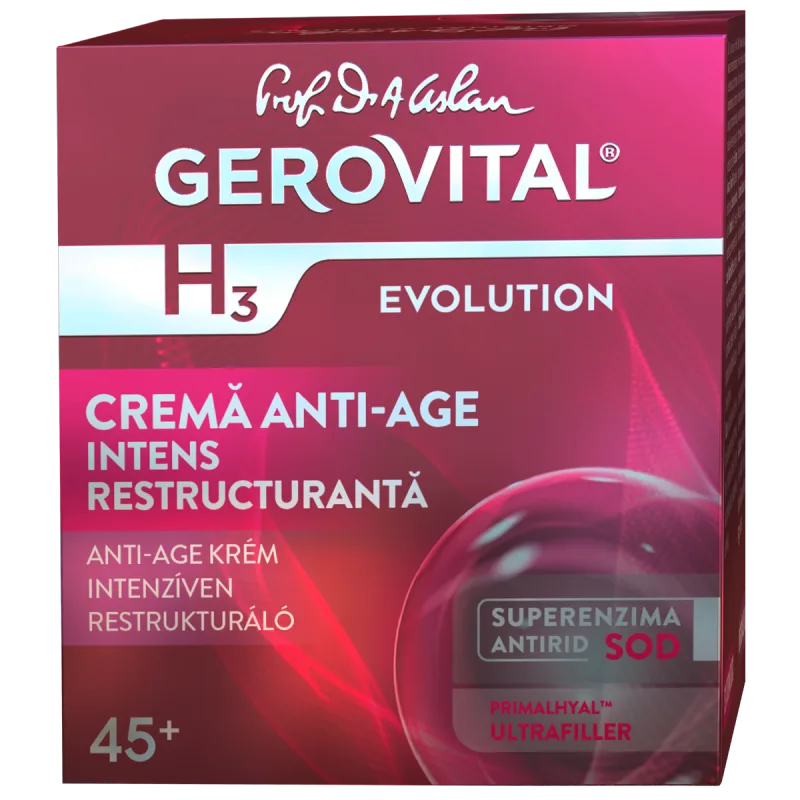 Crema antiage intens restructuranta de noapte H3 Evolution 45+, 50ml, Gerovital — preț și oferte
