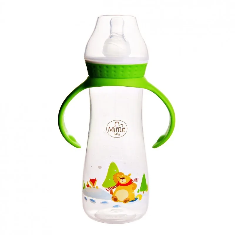 Biberon cu tetina si manere  Ursul pacalit de vulpe  pentru +3 luni Baby, 250ml, Minut — preț și oferte