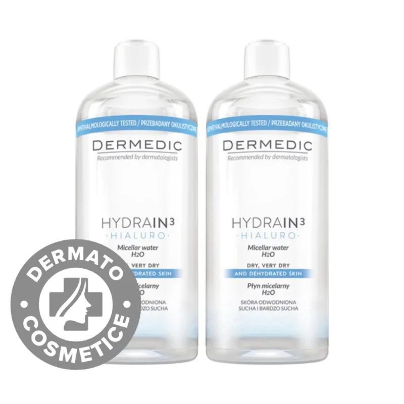 Pachet Apa micelara H2O Hydrain 3, 2 x 500ml, Dermedic — preț și oferte