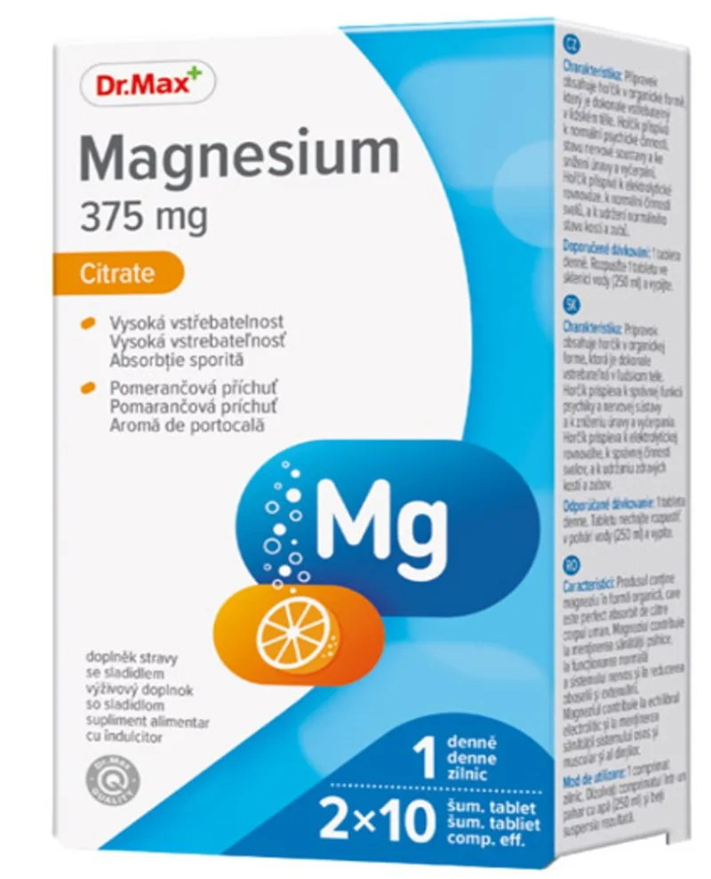 Dr. Max Magneziu 375mg, 20 comprimate efervescente — preț și oferte