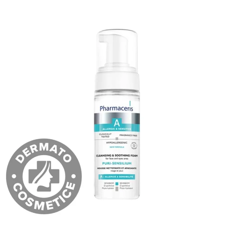 Spuma de curatare ten sensibil & ochi Puri-Sensilium A, 150ml, Pharmaceris — preț și oferte