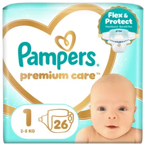 Scutece pentru copii Premium Care 2-5kg Marimea 1, 26 bucati, Pampers