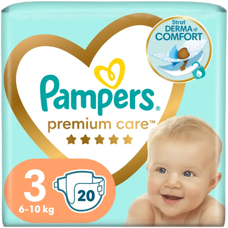 Scutece pentru copii Premium Care, Marimea 3, 5-9 kg, 20 bucati, Pampers — preț și oferte