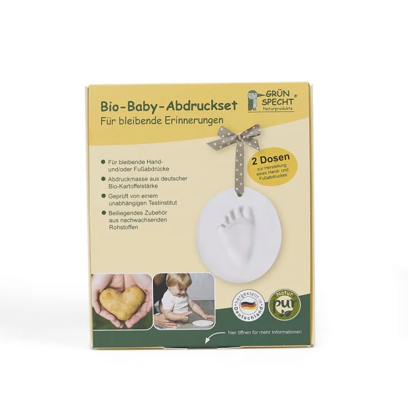 Set dublu mulaj organic pentru amprenta mana si picior bebelusi 679-00, 1 bucata, Grunspecht — preț și oferte