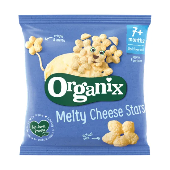 Snack stelute din porumb cu branza +7 luni Bio, 20g, Organix — preț și oferte